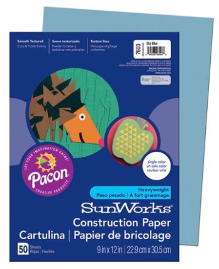 Pacon 7603 Sky Blue Construction Paper - 9" x 12" - 50/pkg