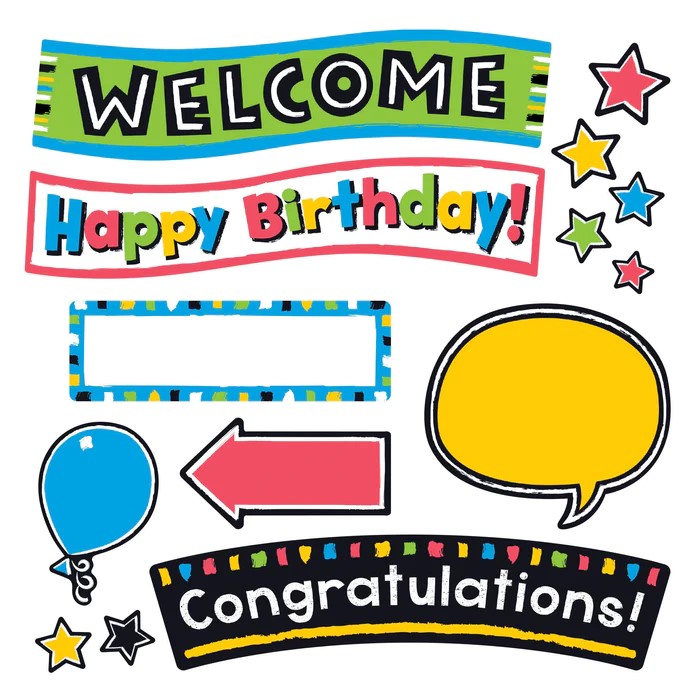 Trend T8393 Bulletin Board Set Bold Strokes Wipe-Off Celebration Signs