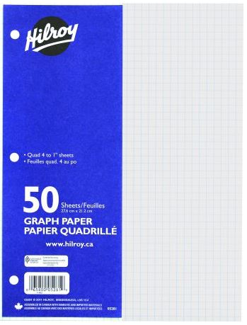 Hilroy 5281  Refill Graph Paper, Quad Ruled - 10-7/8 X 8-3/8-Inch - 50 Sheets