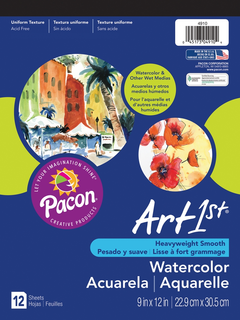 Pacon 4910 90 lb Watercolor Paper Pad - 9" x 12"