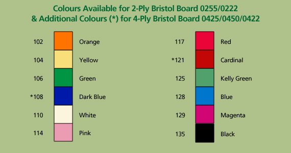Bristol Board 4 Ply, Assorted Colours, 22 X 28, 48 / Pack