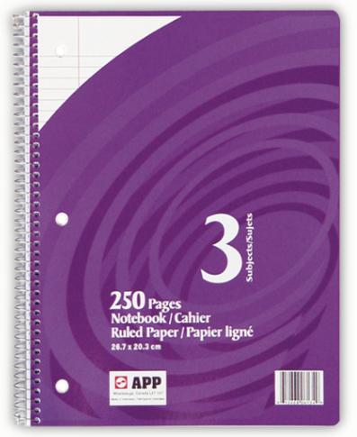 Coil Book 3 Subject - 8.5"x11" - 250pgs - 06134