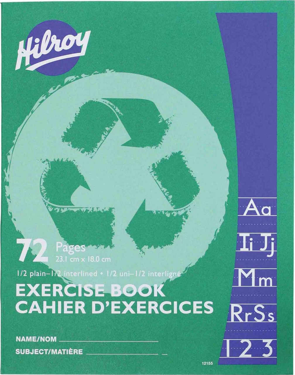 Hilroy 12155 Exercise Books 1/2 Interlined (72pgs) - 7" x 9"