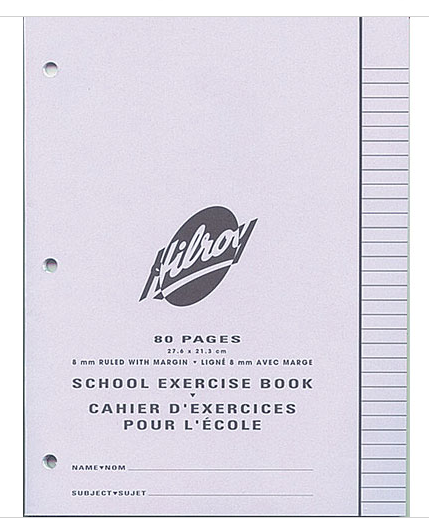 Hilroy 11185 Exercise Books 3 Hole Punch (80pgs) - 8.5" x 11"