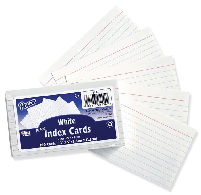 Pacon 5137 Index Cards Ruled - 5" x 8"