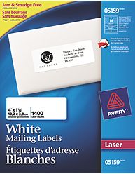 Avery Laser Labels - 4"x1.5" - 1400/pkg - 05159