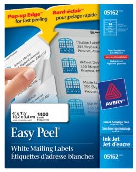 Avery Laser Labels - 4"x1 1/3" - 1400/pkg - 05162