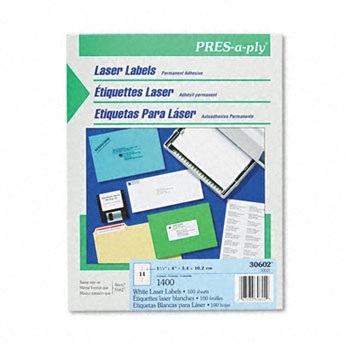 Avery Press Apply Labels - 4''x1 1/3'' - 1400/pkg - 30602