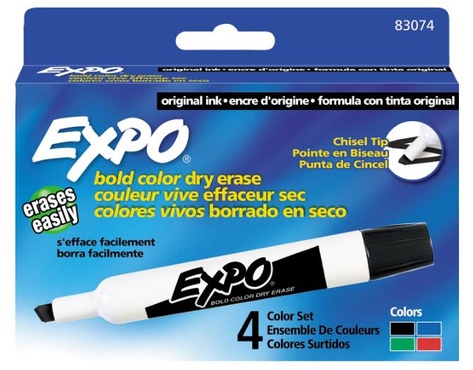 Sanford  4 Assort Expo White Board Marker -Chisel Point 80174