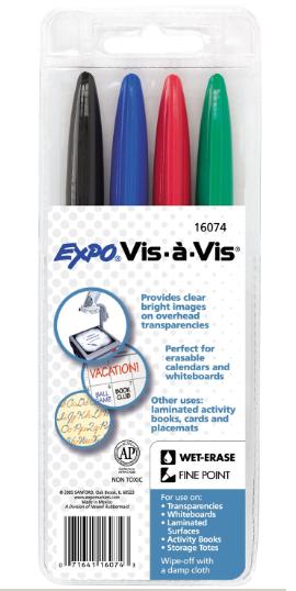 Sanford 16074T Vis A Vis Ohv Projection Washable Assorted - Fine Point