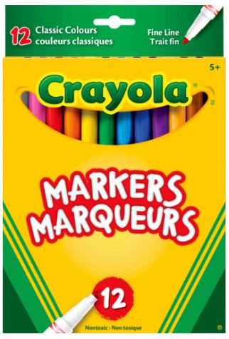 Crayola 587613 Fineline Non Washable Markers 12/Pkg