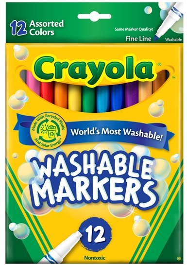 Crayola Washable Fine Point Markers, Assorted - 12 count