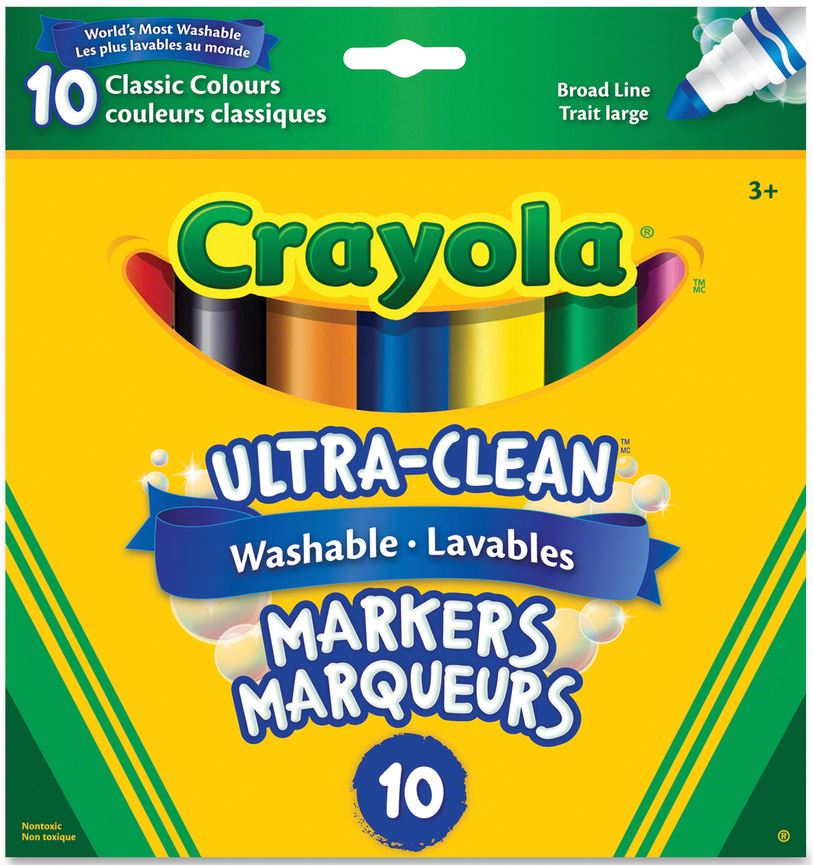 Crayola 567910 Washable Markers Original - Broad Tip - 10/pack