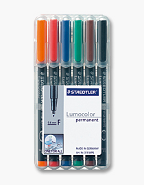 Staedtler 318WP6 Overhead Projector Marker Permanent 6 Colour Set - Fine