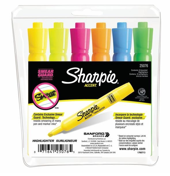 Sanford 25076 Highlighter Sharpie Accent Assorted 6/PK