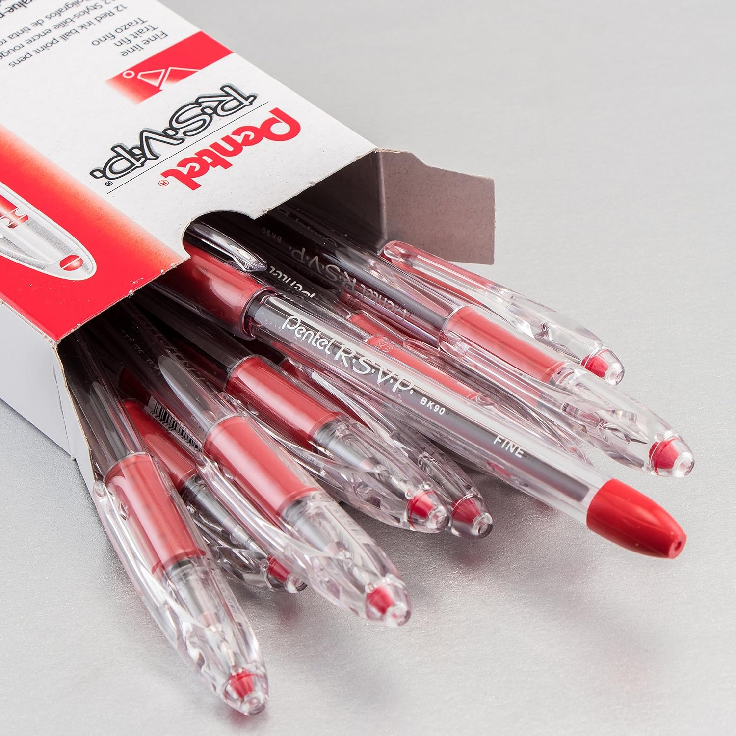 Pentel BK90B RSVP Pen Red - Fine Point - EACH