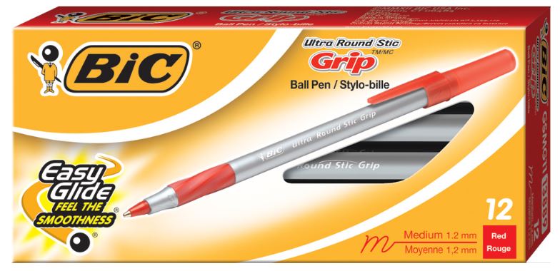 Bic Rubber Grip Stick Pen #GSMG1113889 Red - Medium