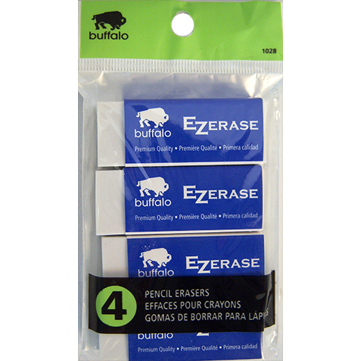 Buffalo 1028 White Eraser  4/PK