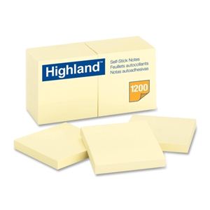 3M Highland Brand Yellow Post- it  - 1.5"x2" - 12/pkg - 6539