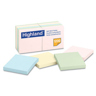 3M Highland Brand Post-it Assorted - 3''x3'' - 12/pkg  - 6549A