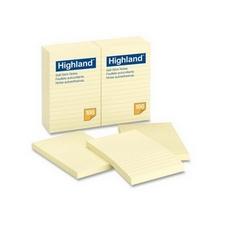 3M Highland Brand Yellow Post-it Ruled - 4"x 6" -12/PK - 6609