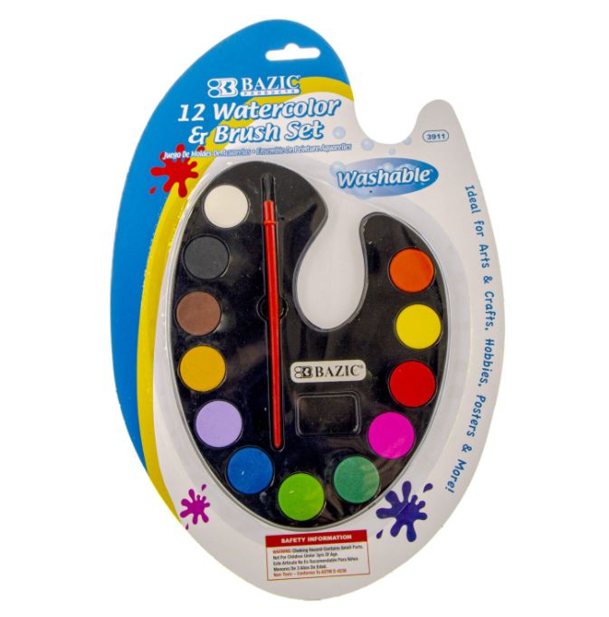Bazic 3911 Watercolor Paint Set 12/Set