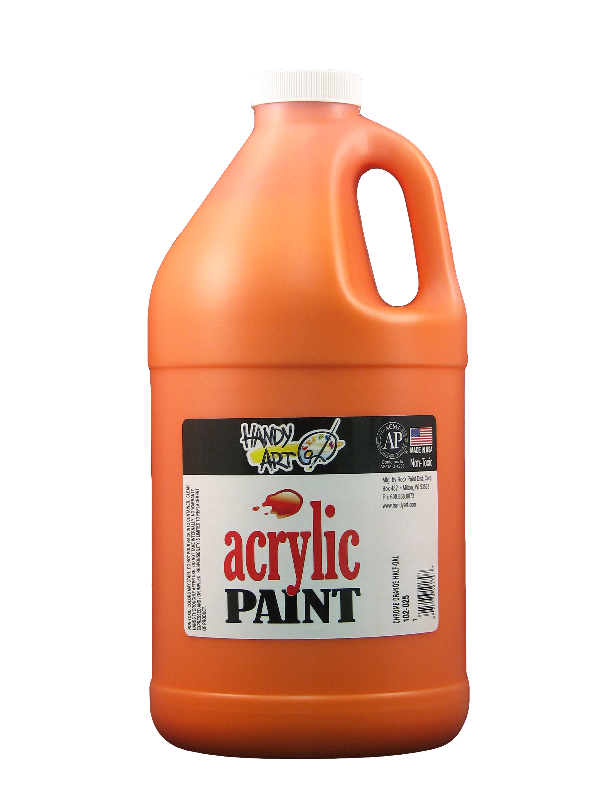 Handy Art 102025 Acrylic Paint Orange - 1/2 Gallon