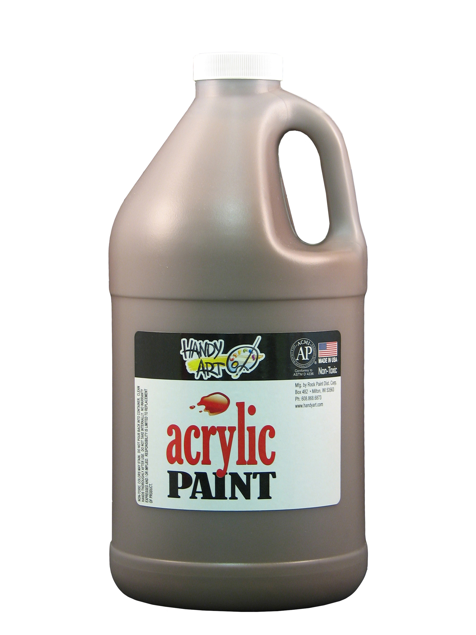 Handy Art 102090 Acrylic Paint Burnt Umber Brown - 1/2 Gallon