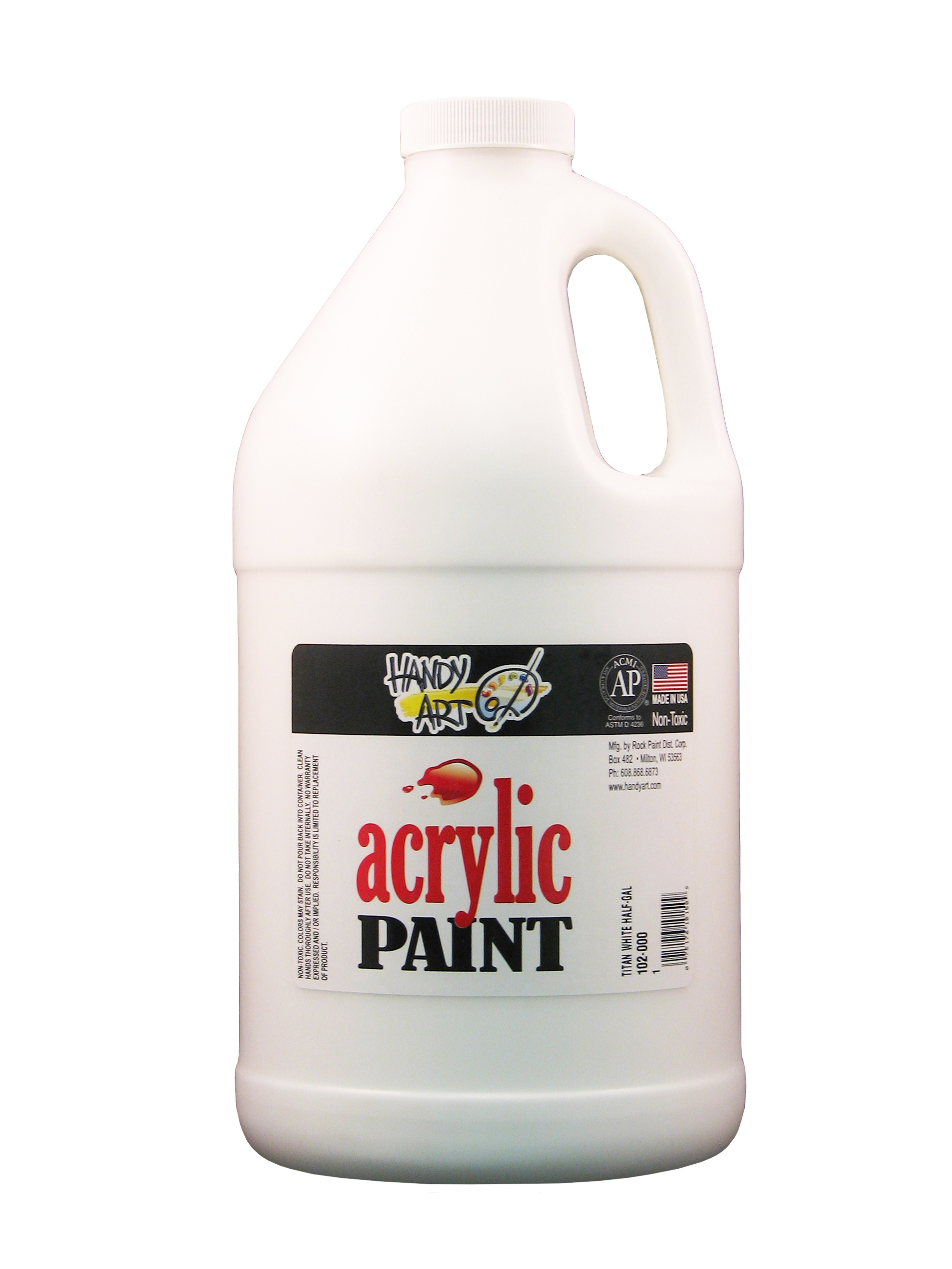 Handy Art 102000 Acrylic Paint Titanium White - 1/2 Gallon