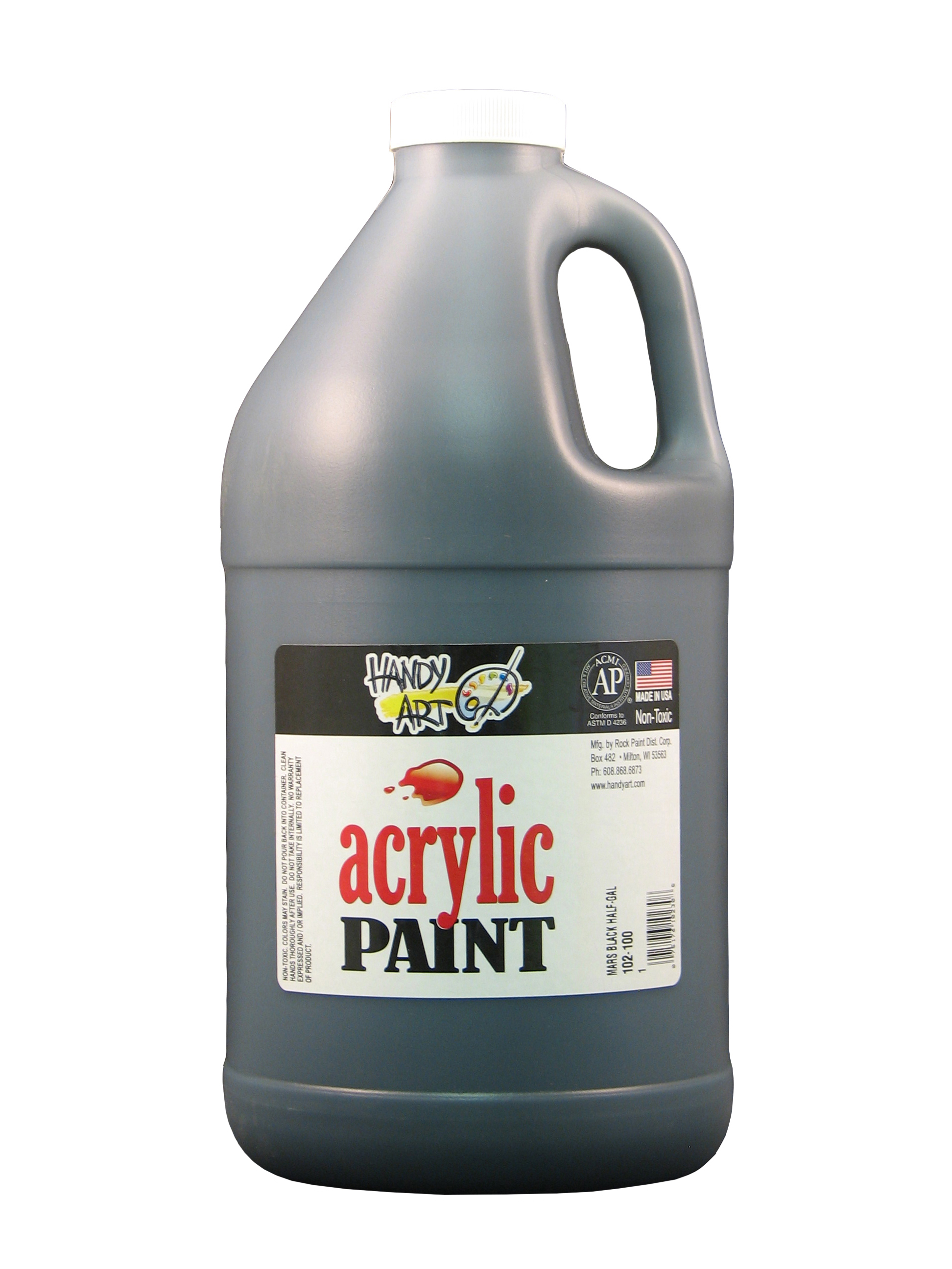 Handy Art 102100 Acrylic Paint Black - 1/2 Gallon