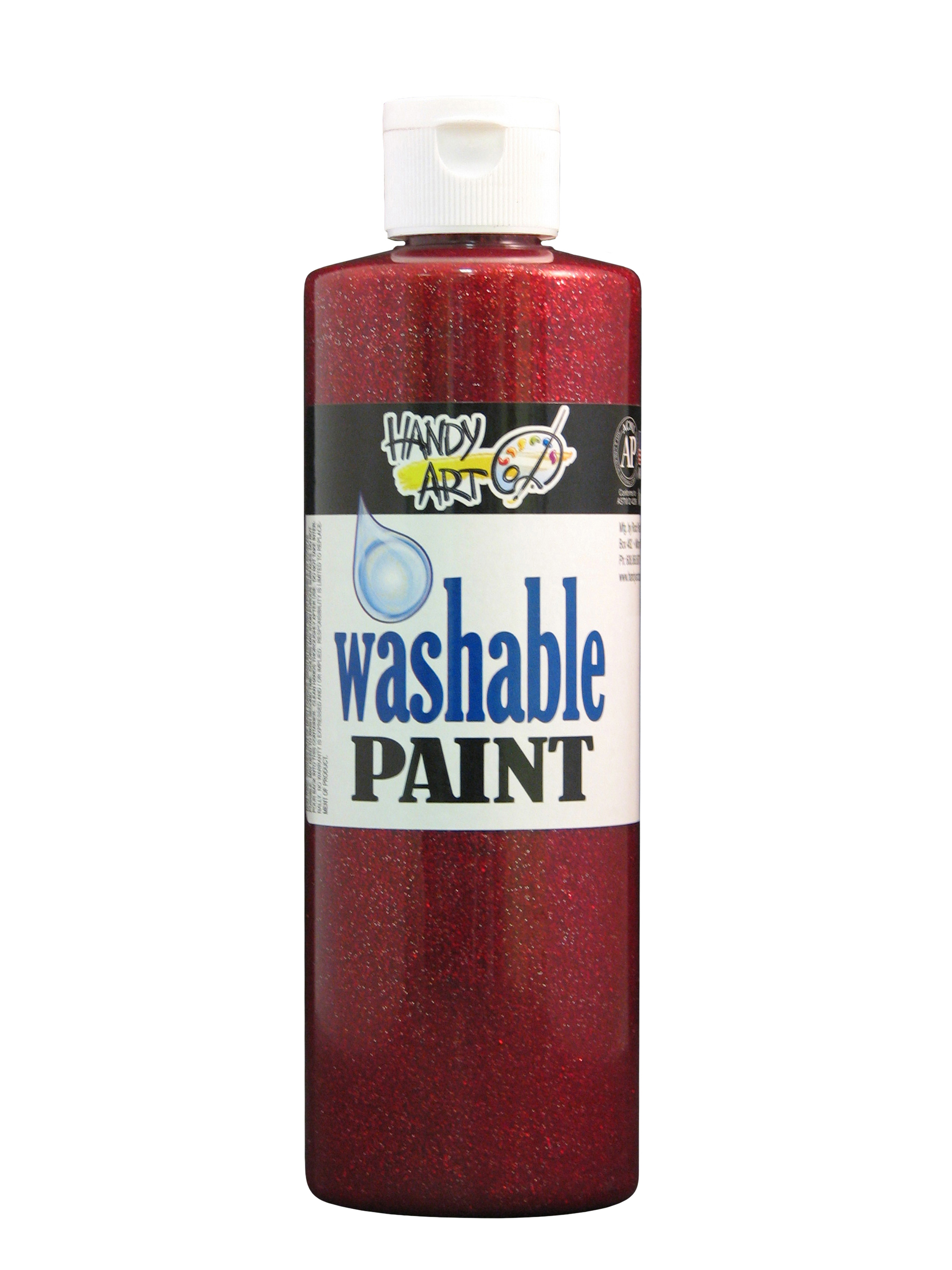 Handy Art 281020 Glitter Tempera Paint Washable Red - 16oz, Each