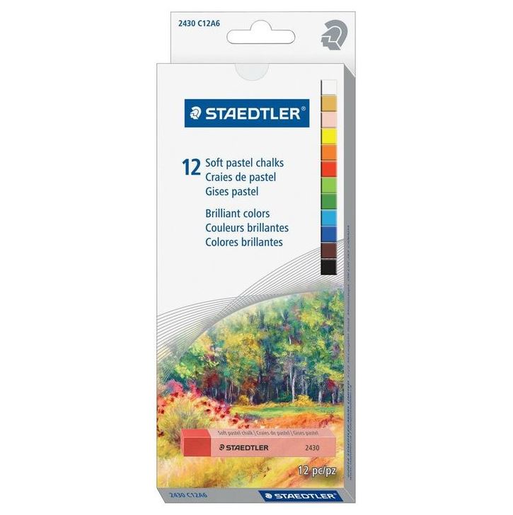 Staedtler 2430 C12 Soft Pastels Chalk, Assorted - 12 Pack