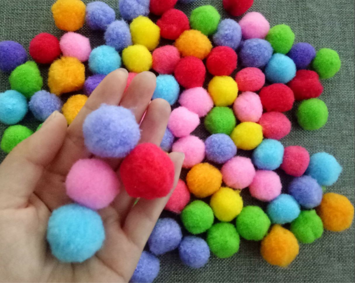 24 mm (1 inch) Pom Poms Assorted Colours - Regular