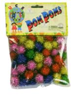 C338 Pom Poms Assorted Colours Glitter - 0.75"