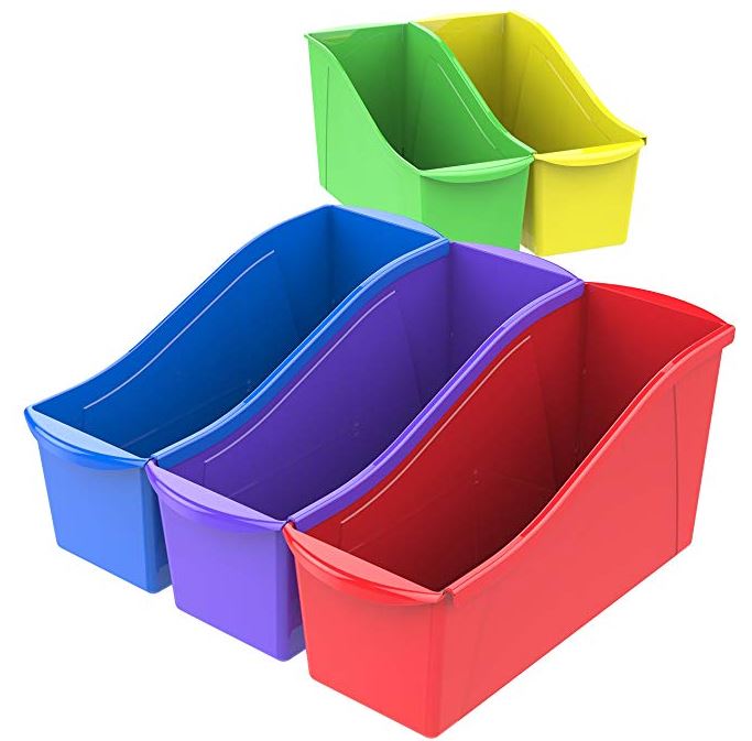 School Source Large Plastic Book Bin - Asst Colours - set of 5